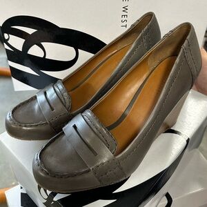 Nine West Leather Wedge Loafers